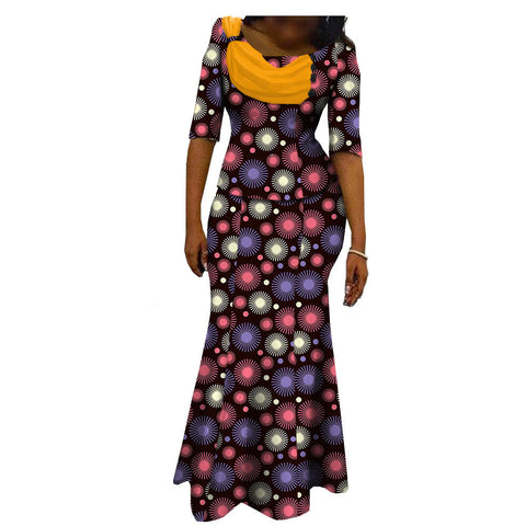 African Printed Short Sleeve Women'S Cotton Dress Ecstatic