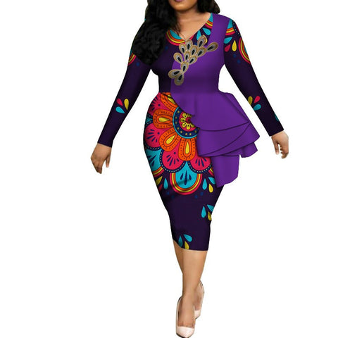 Elegant African Ruffle Plus Size Dress Ecstatic