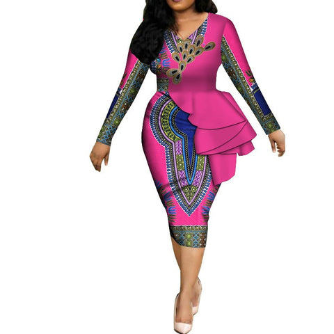 Elegant African Ruffle Plus Size Dress Ecstatic