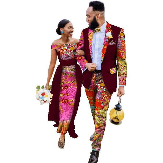 Cotton African Couple Wedding Dress Suits And Dress Sets Ecstatic
