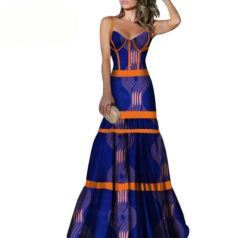 African Print Long Skirt Suspender Long Dress Ecstatic