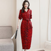 Women's Red Cheetah Print Dress Ecstatic