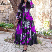 Autumn Women Elegant O-neck Long Dress Size S-Plus size 4XL 5XL Ecstatic