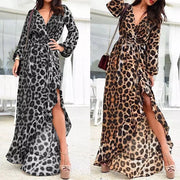 Leopard print v-neck maxi dress Ecstatic