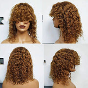 Water Wave Human Hair Wigs With Bangs Ecstatic